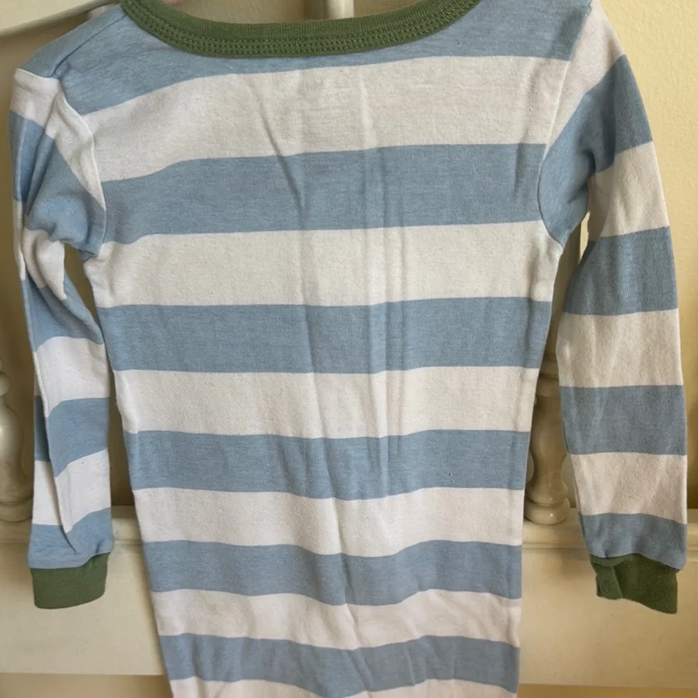 Carters Striped Blue and White Kids One Piece footie pajamas Dinosaur Patch - Picture 5 of 6